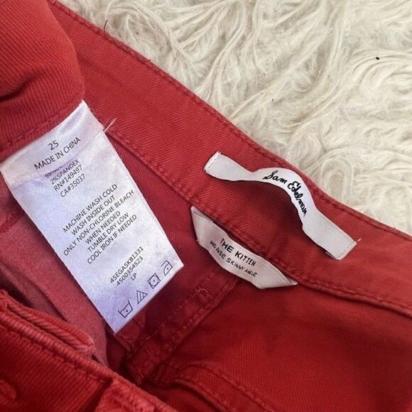 Sam Edelman Womens The Kitten Keyhole Ankle Red Skinny Jeans Mid Rise Size 25 - Picture 4 of 9